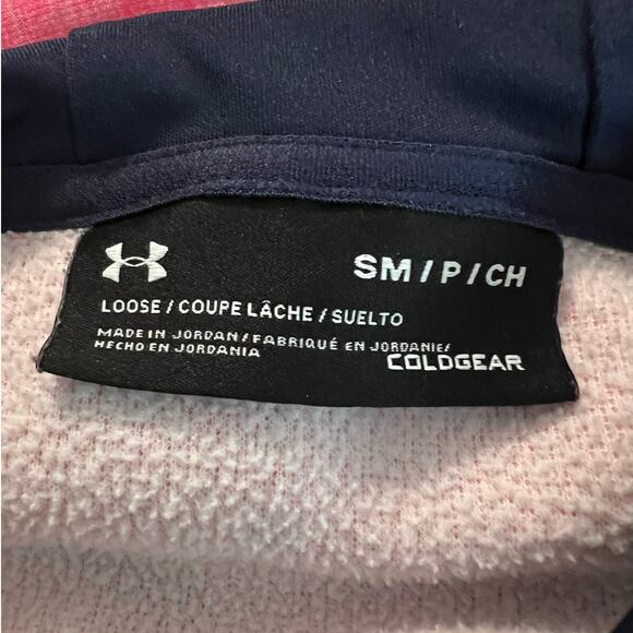 Under Armour Women's Coldgear Hoodie in Pink and Blue Kangaroo Pocket Size Small - Picture 6 of 9